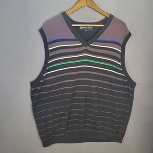 Pebble Beach Classic Golf Vest Sweater Size Men's XL Black Stripe 100% Cotton